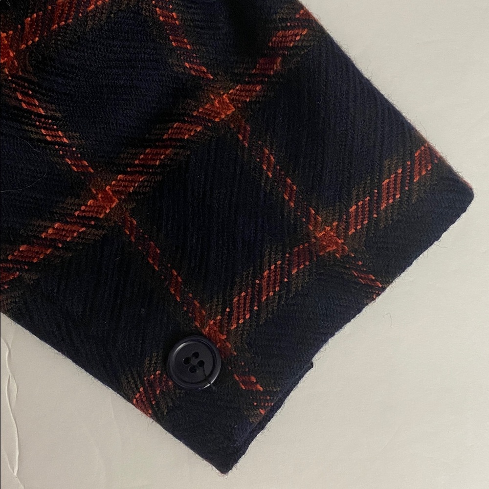 Anne Klein II Wool Cashmere Women's Navy and Red Plaid Blazer - Picture 9 of 10